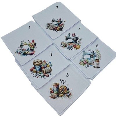 Zakdoek bedrukt naaimachine