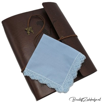 Dameszakdoek blauw kant FIEN Dameszakdoek blauw kant FIEN