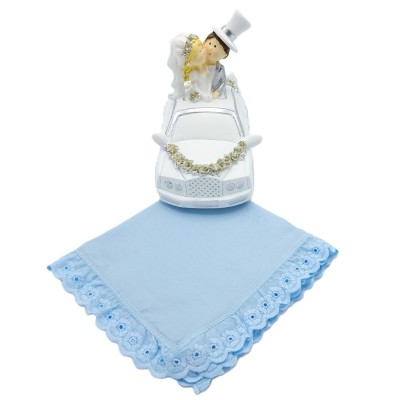 Dameszakdoek blauw BRODERIE
